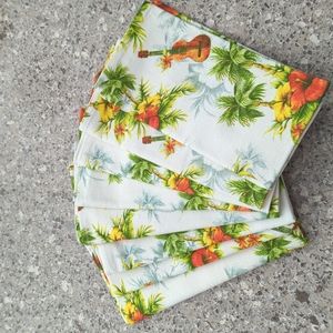 Margaritaville Cloth Napkins, Set of 8, Tropical Guitar Print, NWOT